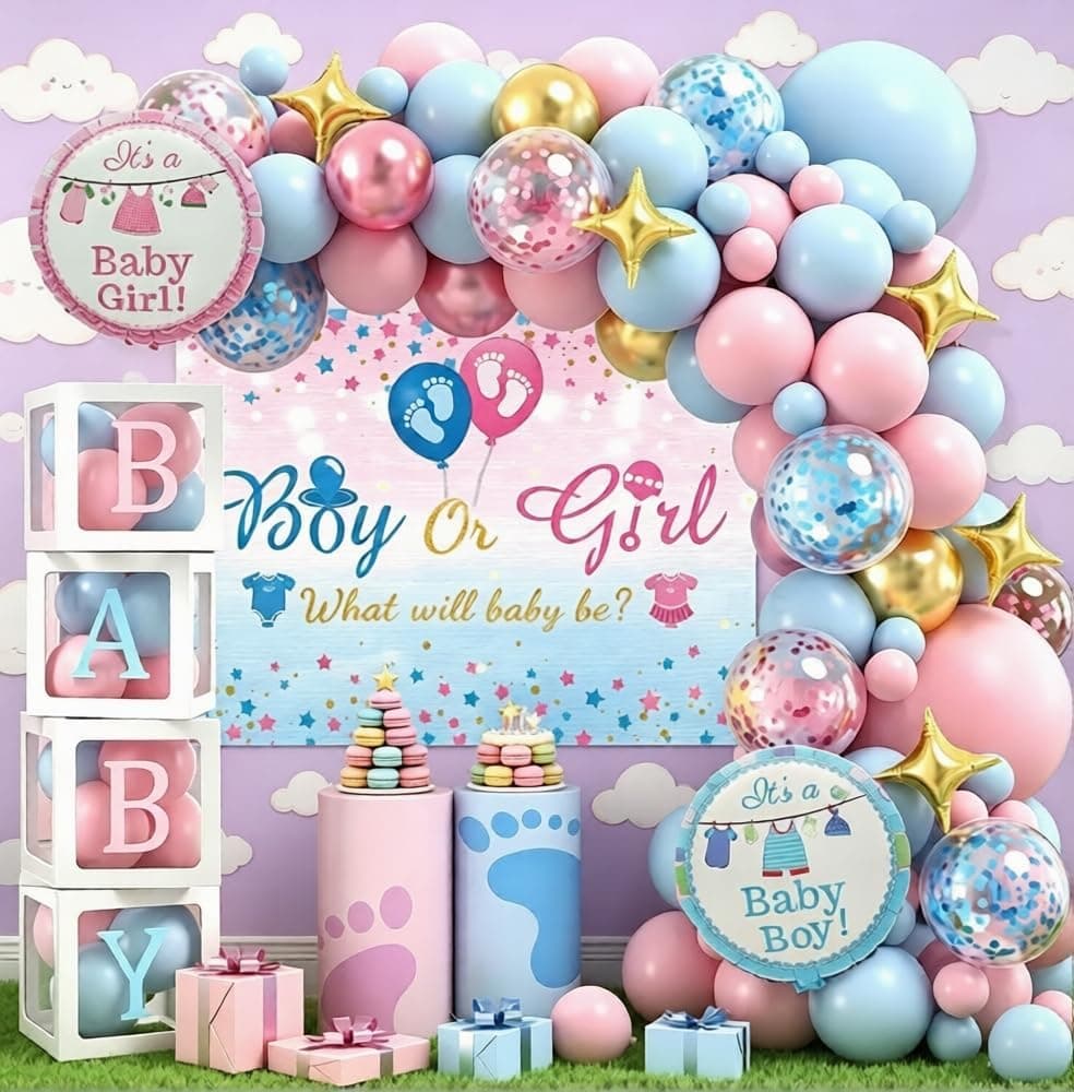 Jender Neutral Baby Shower Balon Garland Arch Kit