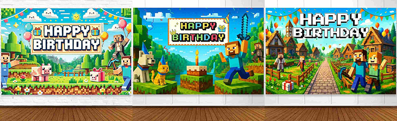 Minecraft Party Backdrop