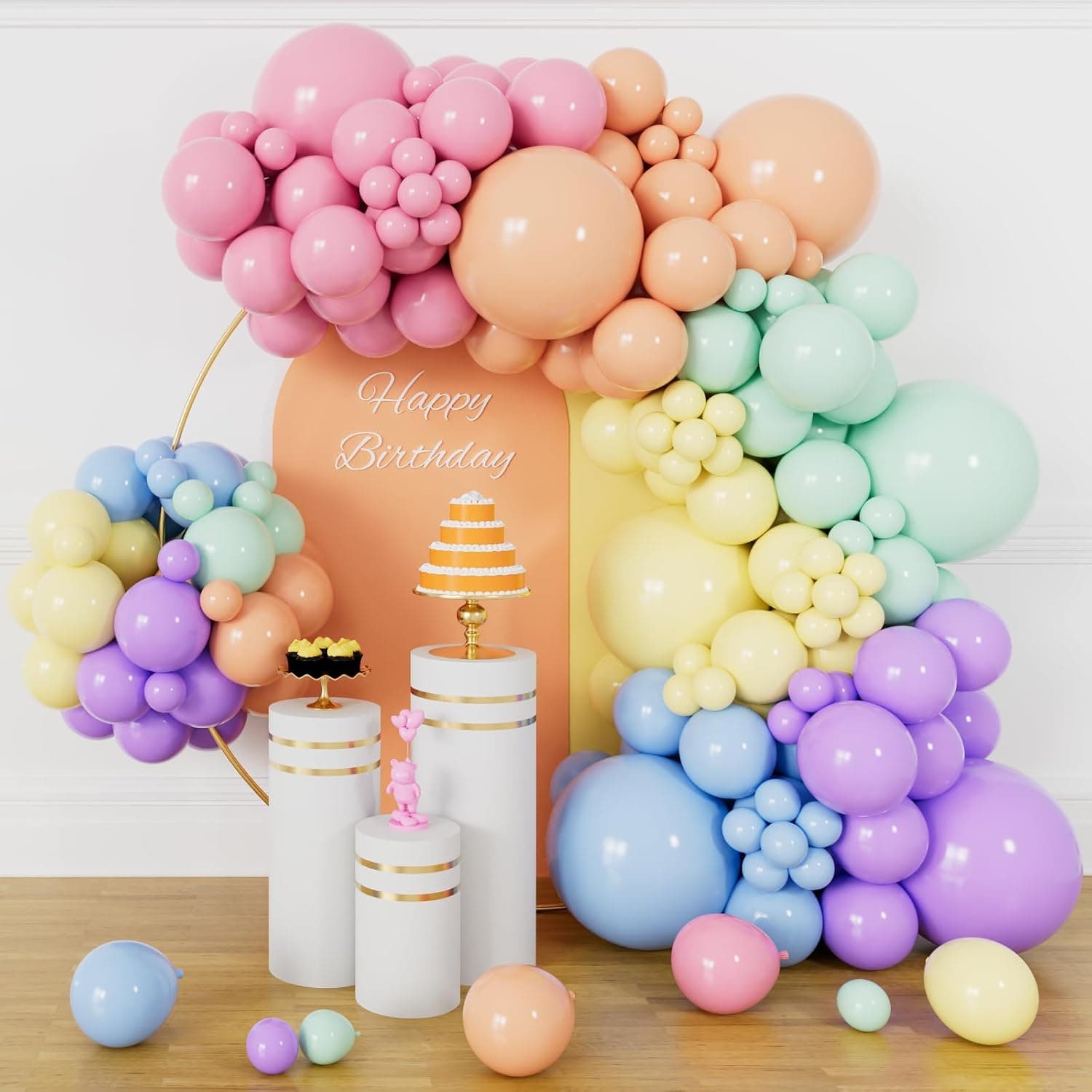 Pastel Rainbow Balon Garland Arch Kit